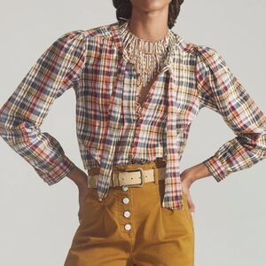 Anthropologie Pilcro Plaid Long Sleeve Top